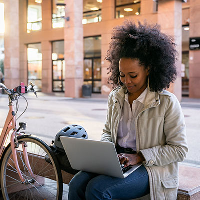 woman working on laptop