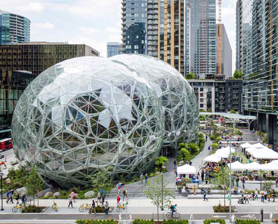 The Amazon Spheres in Seattle, Washington, designed by NBBJ. Photograph by Sean Airhart.
